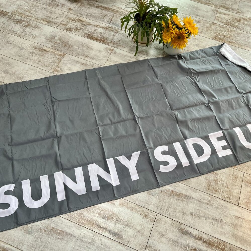FIRM! Oversized "Sunny Side Up" Beach/Spa Towel & Striped Canvas Pouch